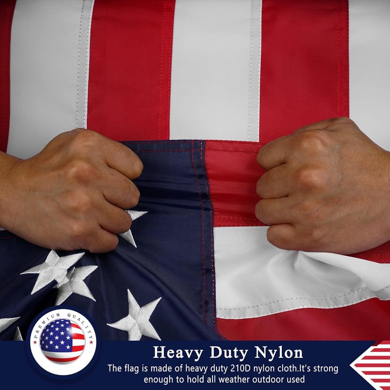 DANF FLAG American Flag 4x6 Ft for Outside, Heavy Duty Nylon US Flags for High Wind Outdoor, Fade Resistant and Waterproof USA Flag with Embroidered Stars, Sewn Stripes, Brass Grommets - Image 5
